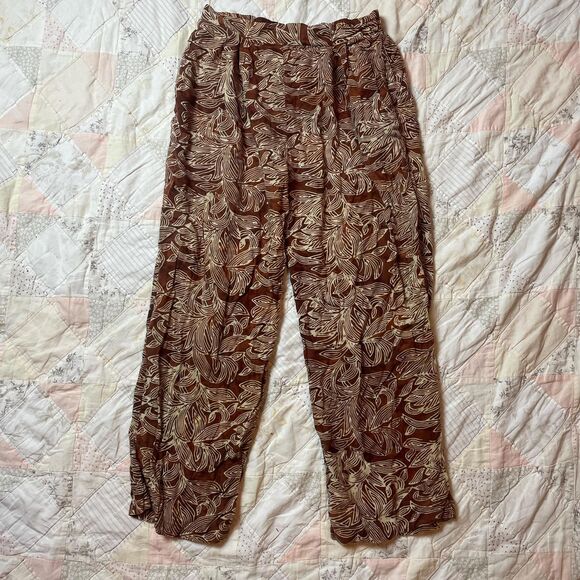 American Vintage Pants - endeavor vintage y2k 100% rayon rust and cream wide leg pants size medium
